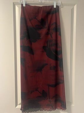 Stradivarius - Printed Tulle Midi Skirt - S